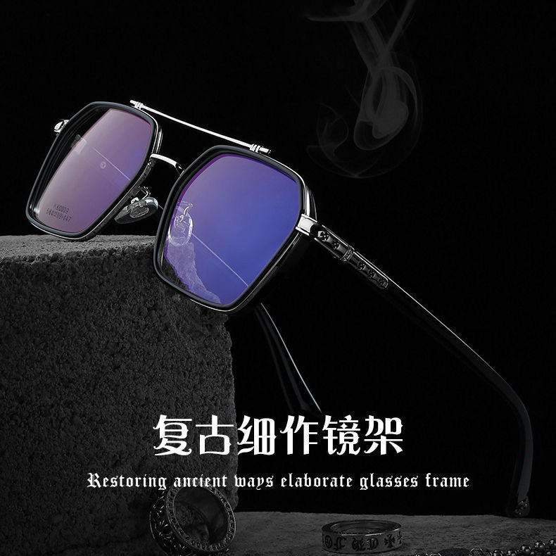 ✨Crow heart glasses frame double beam retro glasses  anti-blue克罗心眼镜框双梁复古眼镜防蓝光辐射眼镜潮流大框眼镜男可配近视eod40429.my 01 14