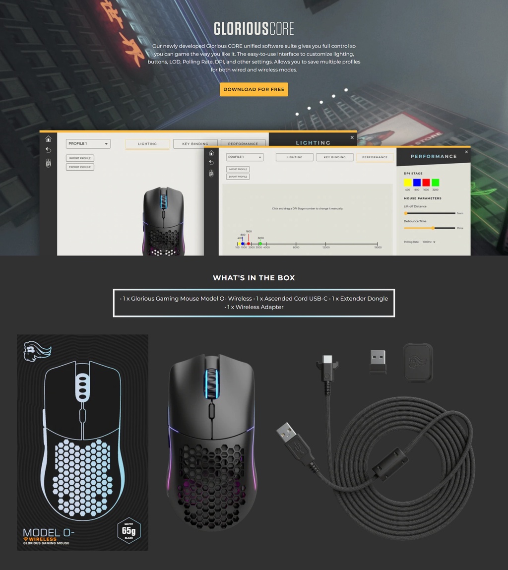Glorious Model O Minus Wireless Gaming Mouse - Matte Black/Matte White ...