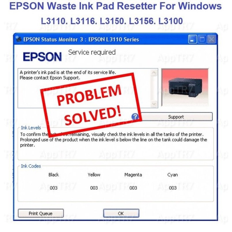 Epson Waste Inkpad Resetter for L3100, L3110, L3116, L3150, L3156 ...