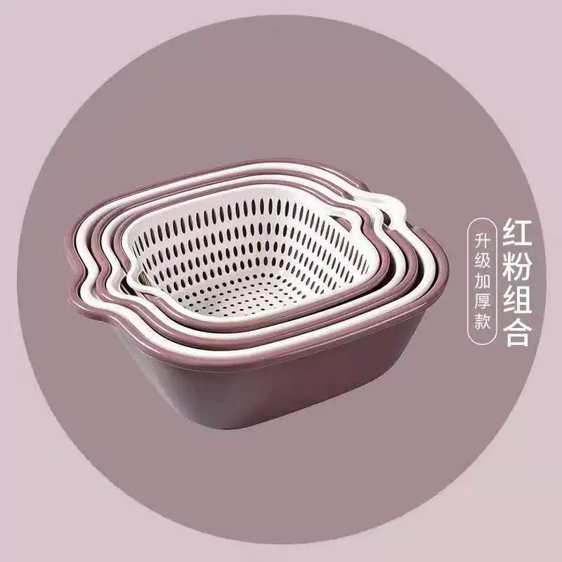 YSC Kitchen Double Layer Rinse Drain Basket Fruit Vegetable Clean Wash ...
