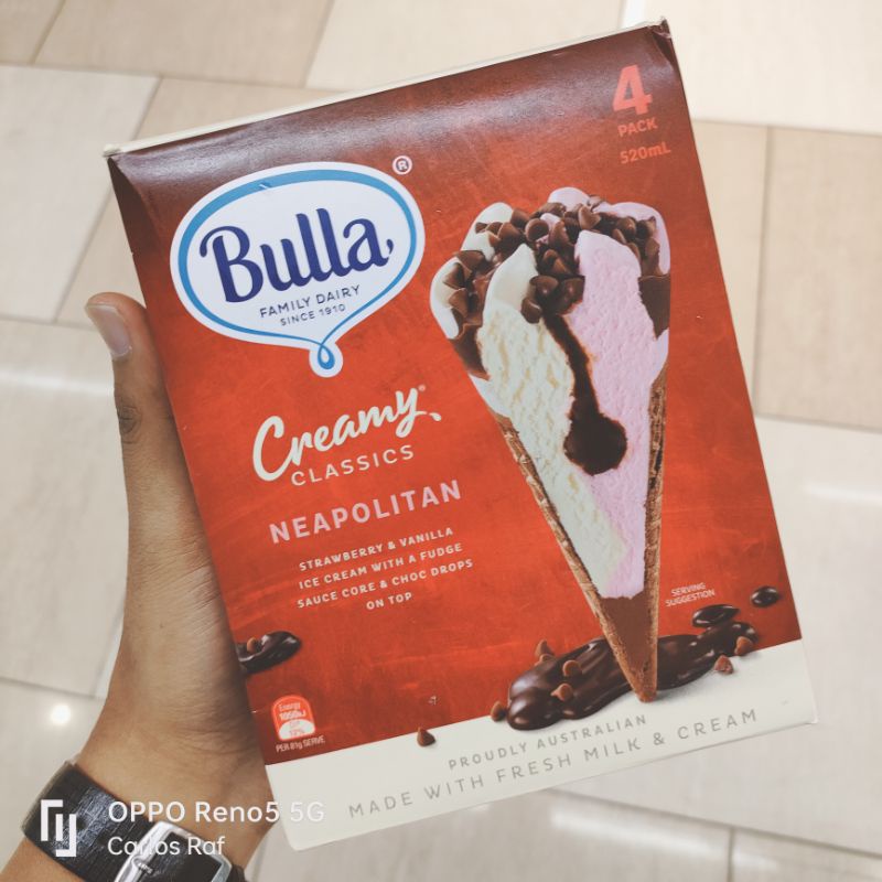 Australia Bulla Creamy Classics Ice Cream Stick Tub Cones Neopolitanchocolatevanillamint 8744