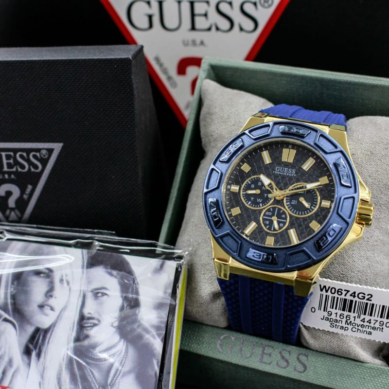 Authentic Guess W0674G2 Analog Blue Dial Men s Watch Shopee Malaysia