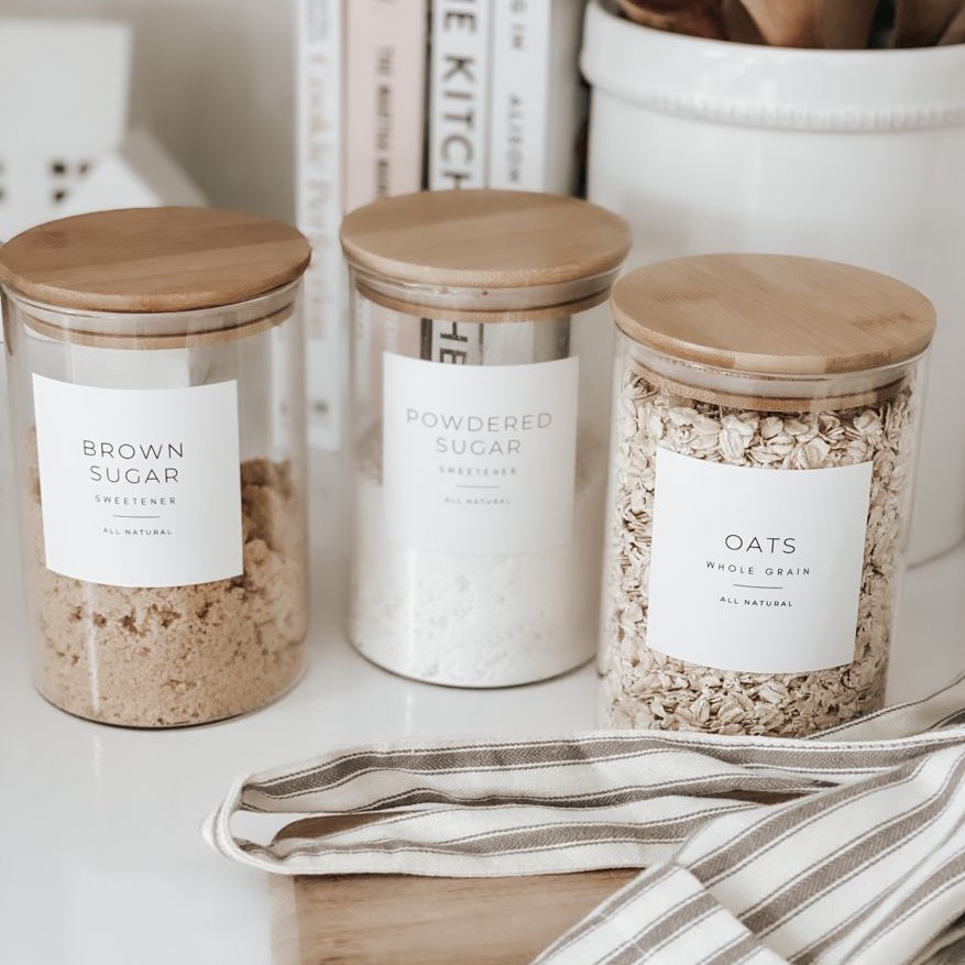 Minimalist White Pantry Label | Label Sticker Kitchen Dapur Rempah ...