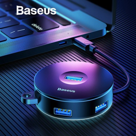 BASEUS Round Box Hub Adapter 4-in-1 USB Port with USB 3.0 for Mac OS ...