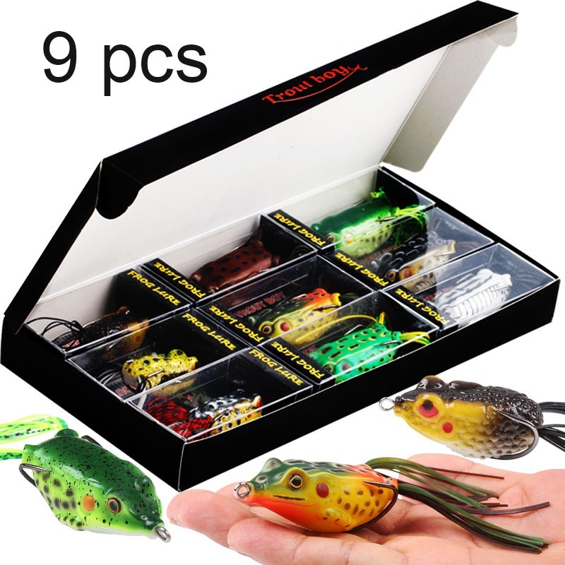 Fishing lures 9pcs Mixed Color Frog Lure Crankbait Soft Fishing Baits