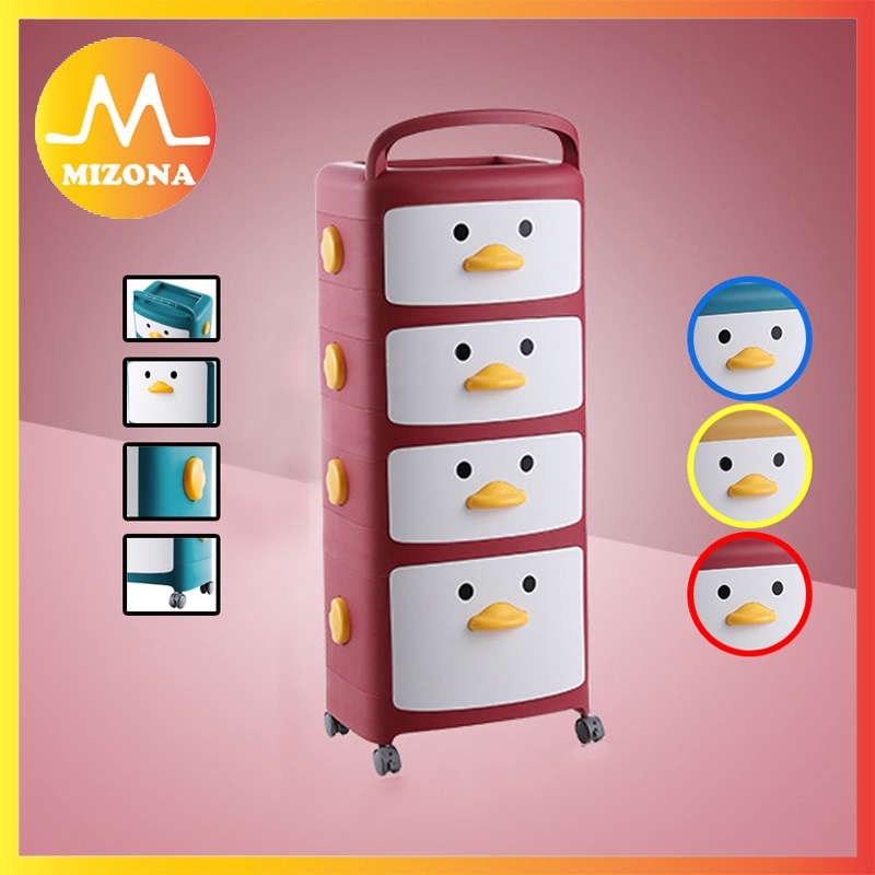 MIZONA 4 Layer Cartoon Drawer Storage Cabinet Household Baby Toys ...