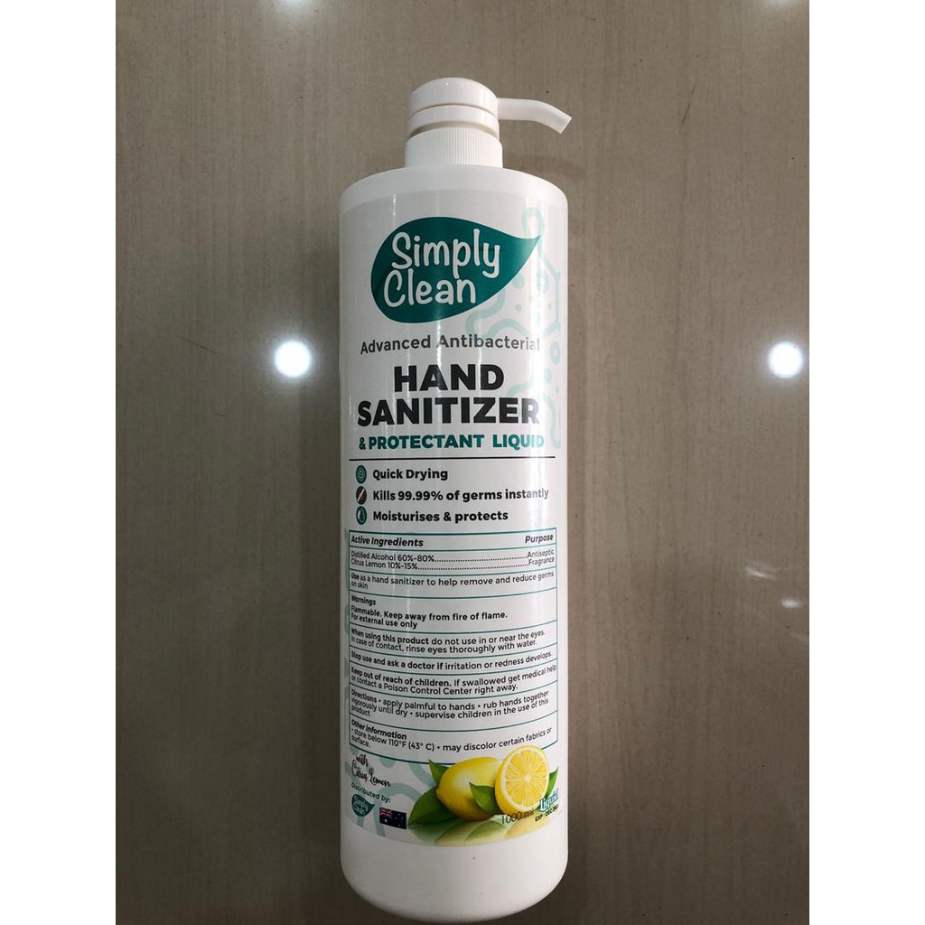 Simply Clean Advanced Antibacterial Hand Sanitizer & Protectant Liquid 1000ml Shopee Malaysia