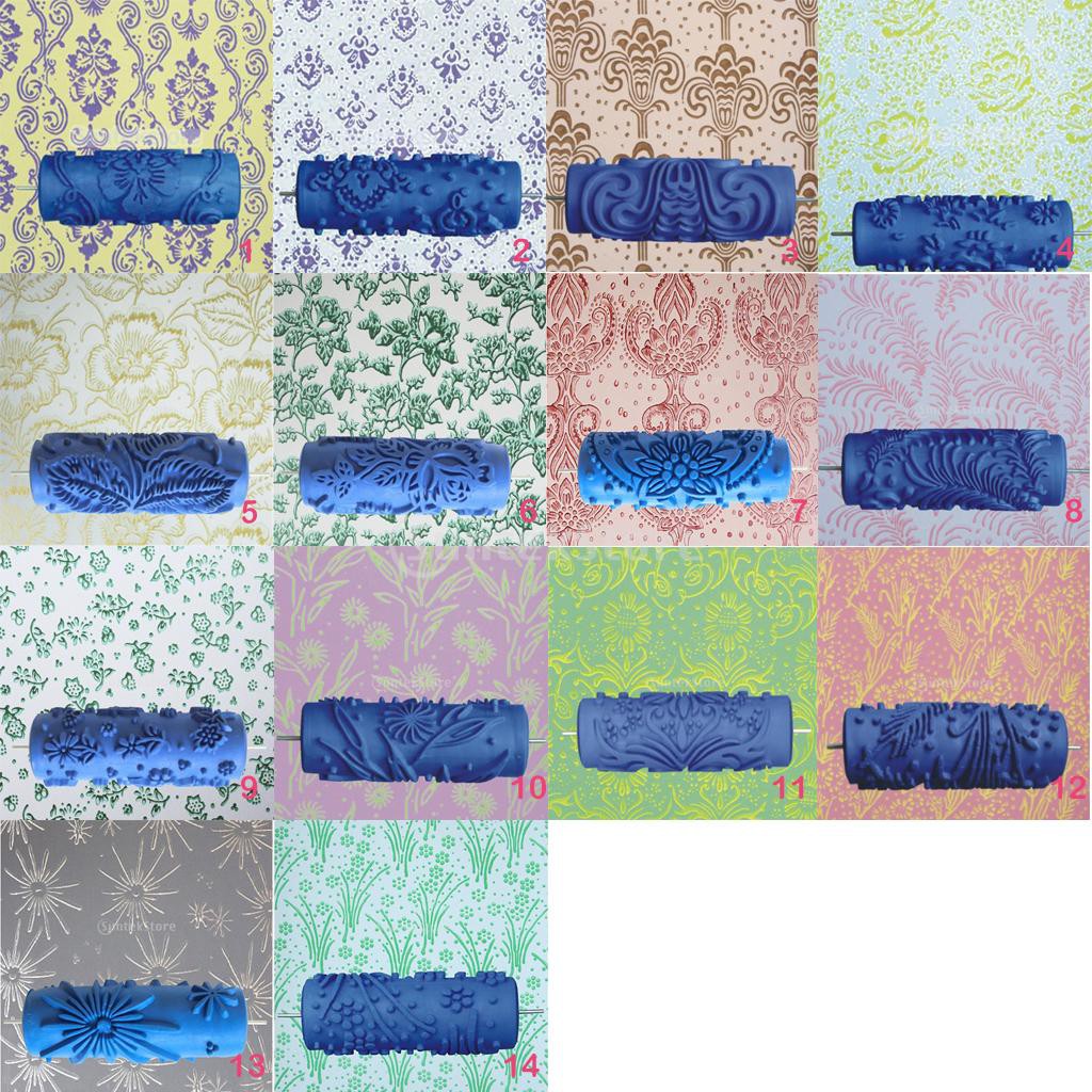 [HOMYLcfMY] Wall Decoration Empaistic Flower Texture Painting Roller or ...