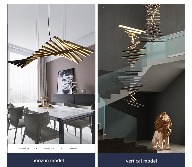 Modern New LED LOFT Piano Wave Pendant Lights Fishbone Designer Ceiling ...