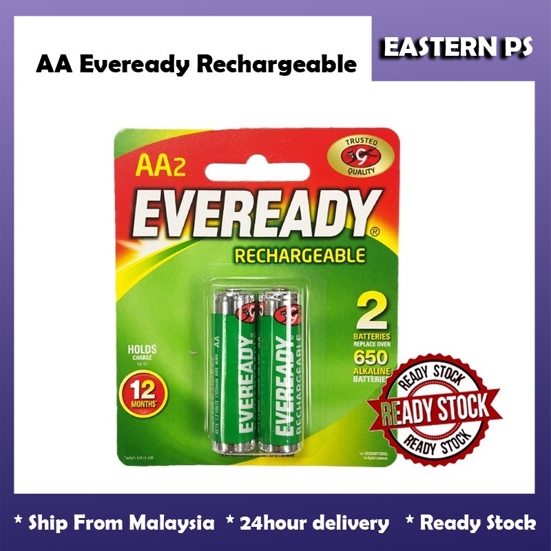 AA EVEREADY RECHARGEABLE BATTERY *2pcs* Shopee Malaysia