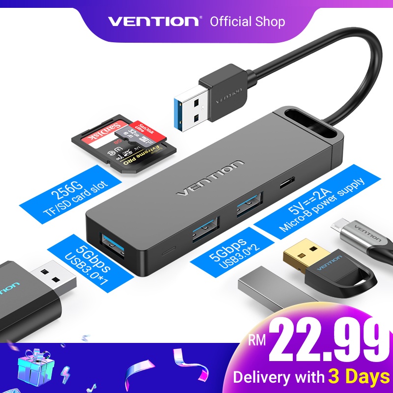 Original SW USB Hub 3.0 Adapter 6 In 1 Ultra Slim Portable Data Hub