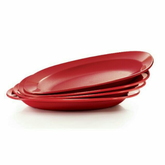 Tupperware royal red dinning plates(4 pcs) | Shopee Malaysia