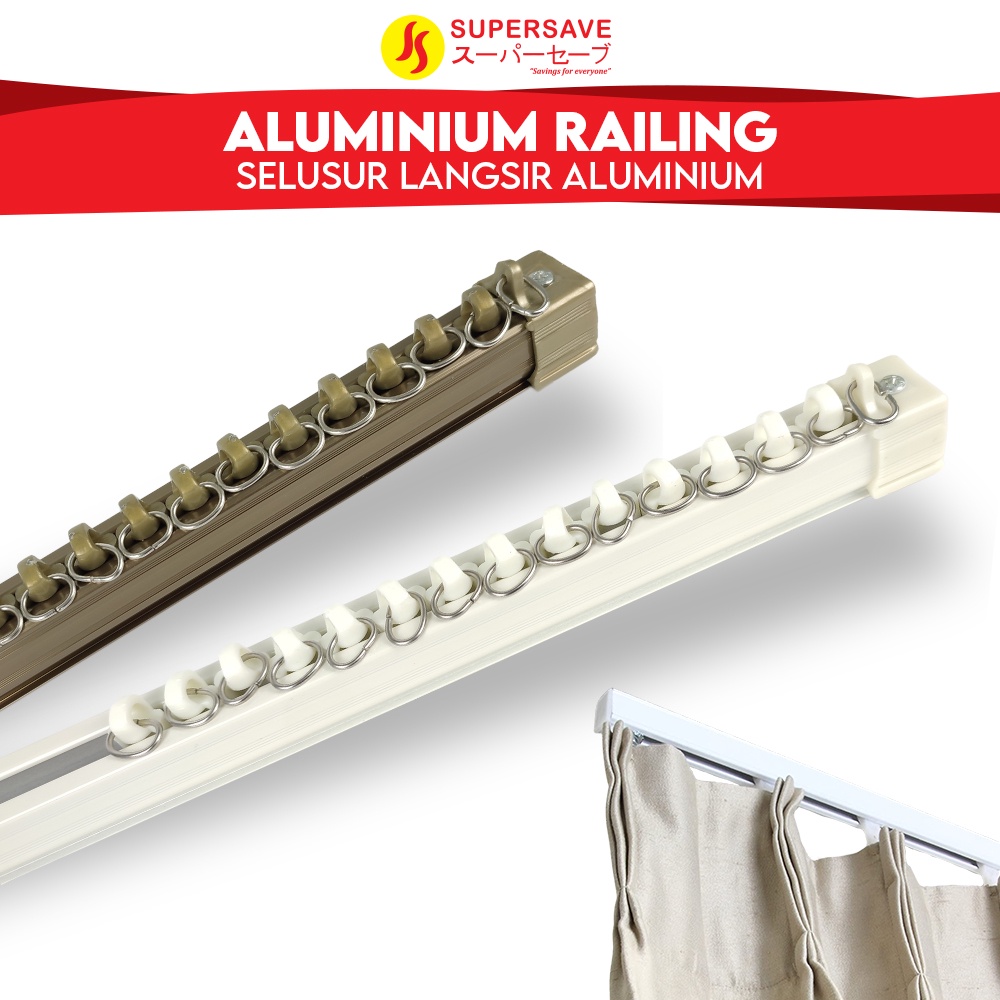 SUPERSAVE Aluminium Curtain Rail Wall Mount Curtains Track Rod Batang ...