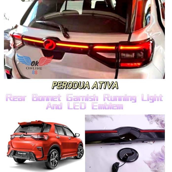PERODUA ATIVA Rear Bonnet Garnish Running Light And LED Logo Emblem ...