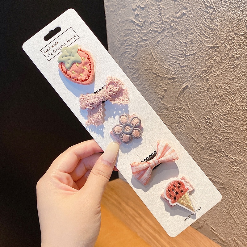 510 Pcs Korean Cute Cartoon Small Hair Clip Set Does Not Hurt Hair