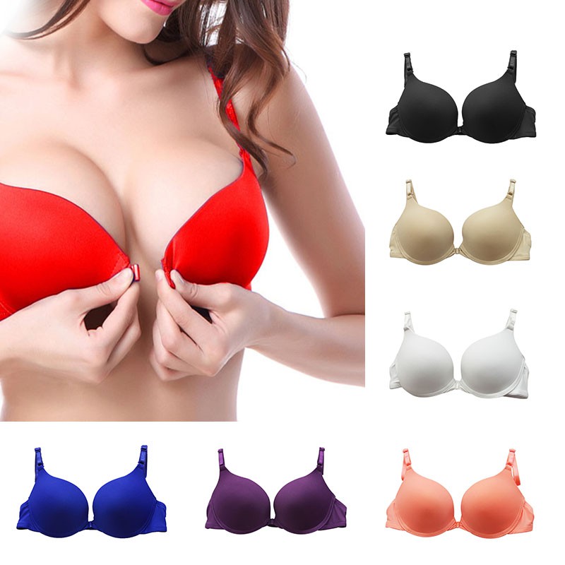 Ready stock】Women Smooth Front Closure Seamless Push Up padded