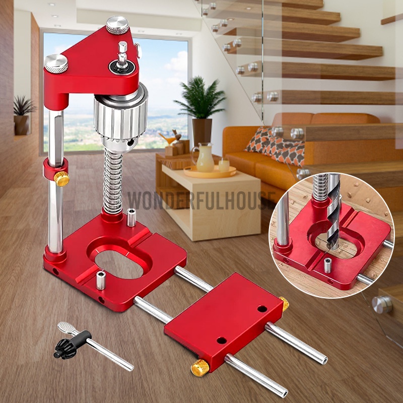 Drill Press Stand For Electric Drills - 60mm Stroke, Holds 1.4-1.6" Collar, Aluminum Alloy, Desktop Or Bench Mount