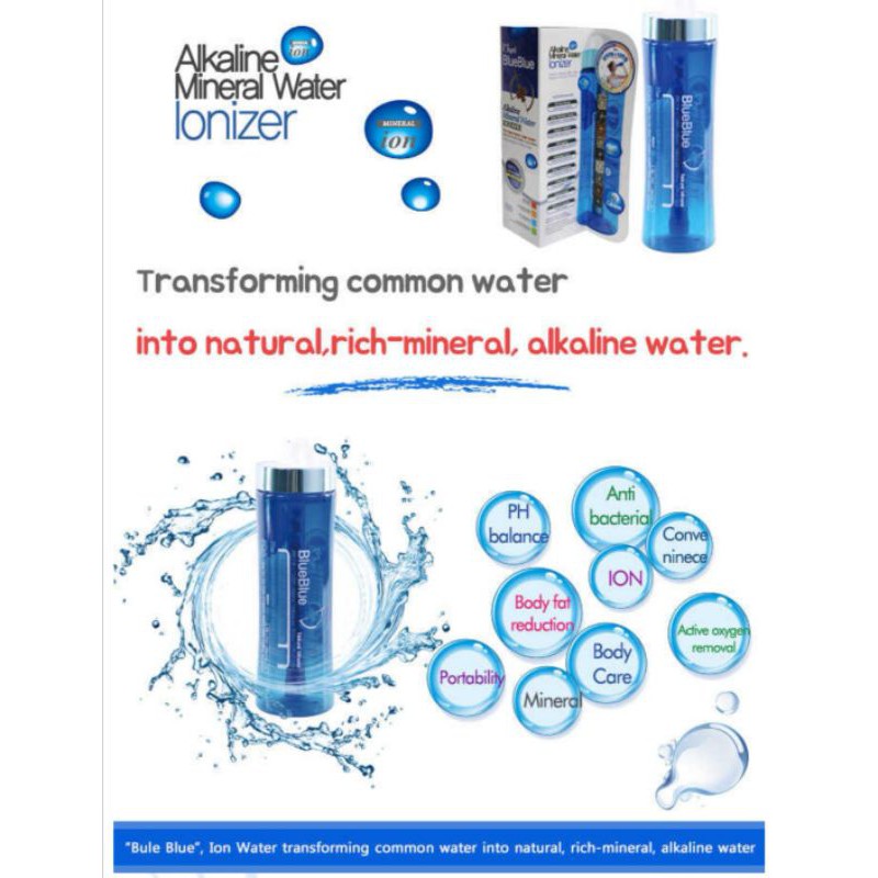 Mymi blueblueAlkaline Mineral Water IonizerWater Bottle500ml