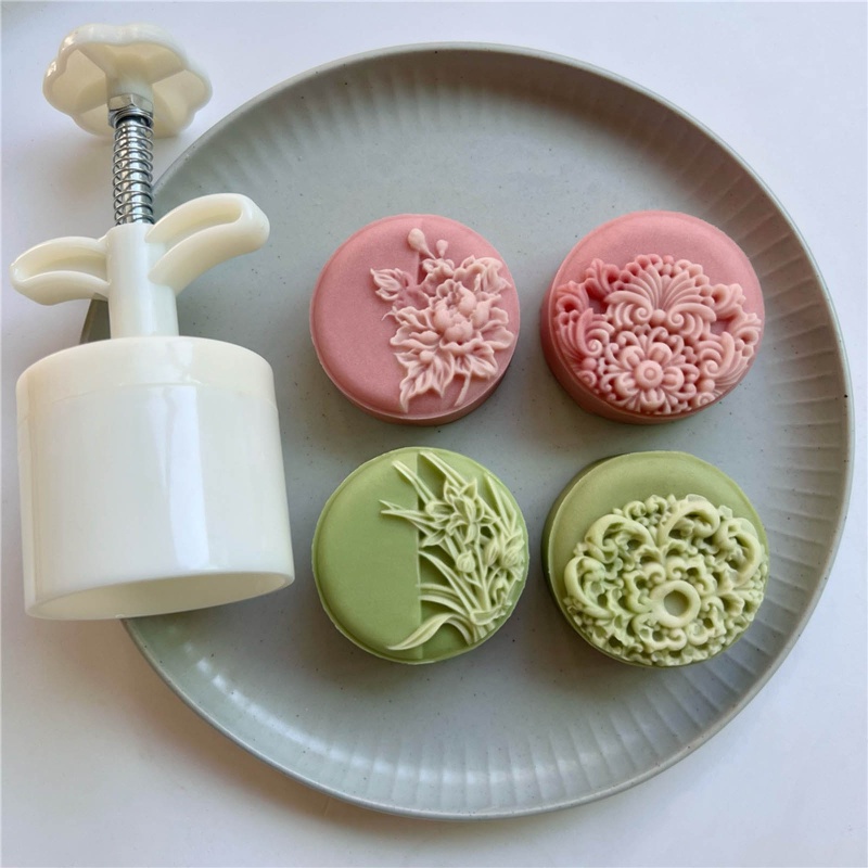 be> Plastic Material DIY Moon Cake Mold Hand-Pressure Mooncake Moulds ...