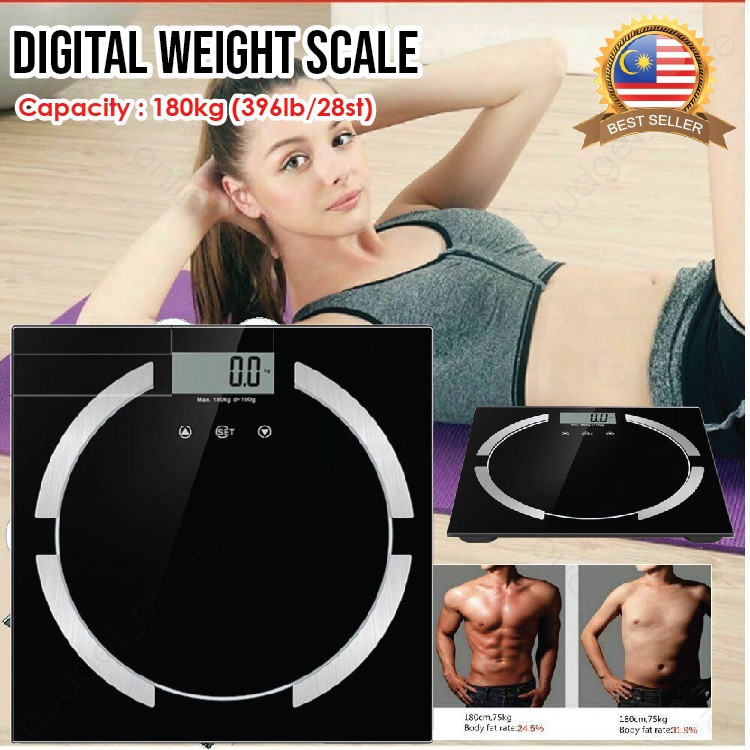 180kg/100g Digital Body Fat Scale Health Analyser Fat Muscle BMI