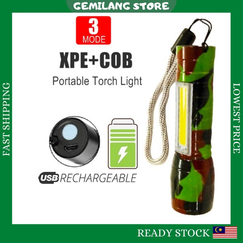 USB Mini Flashlight Torchlight LED Flash Torch Light Rechargeable ...