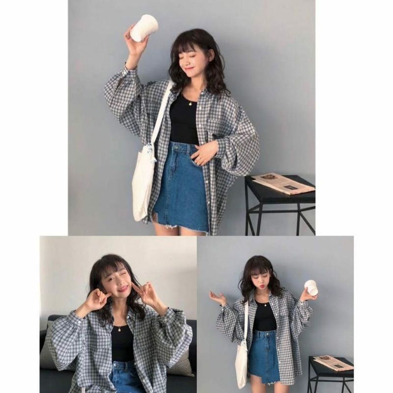 Korean Plaid Shirt / Outer Korean Model / Outer Plaid / premium Korean
