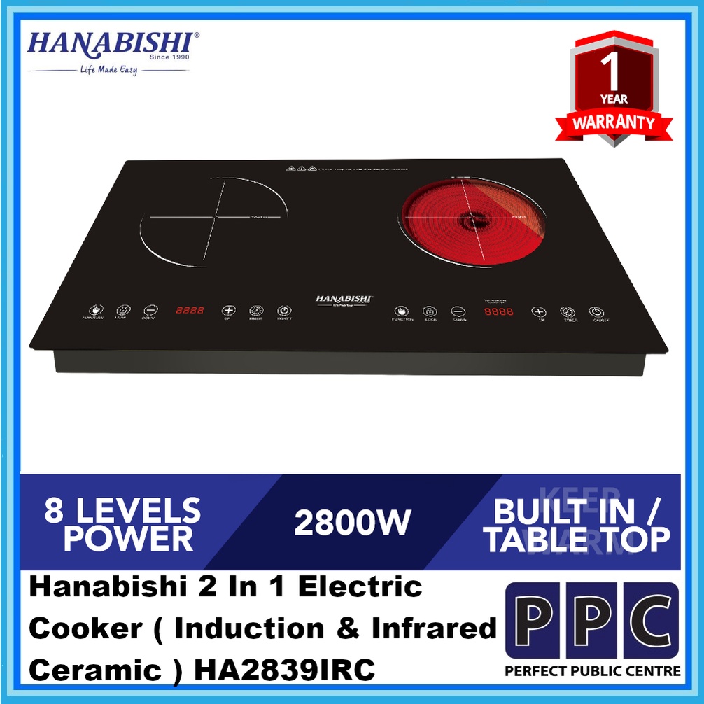Hanabishi 2 In 1 Electric Cooker Infrared Ceramic & Induction HA2839IRC