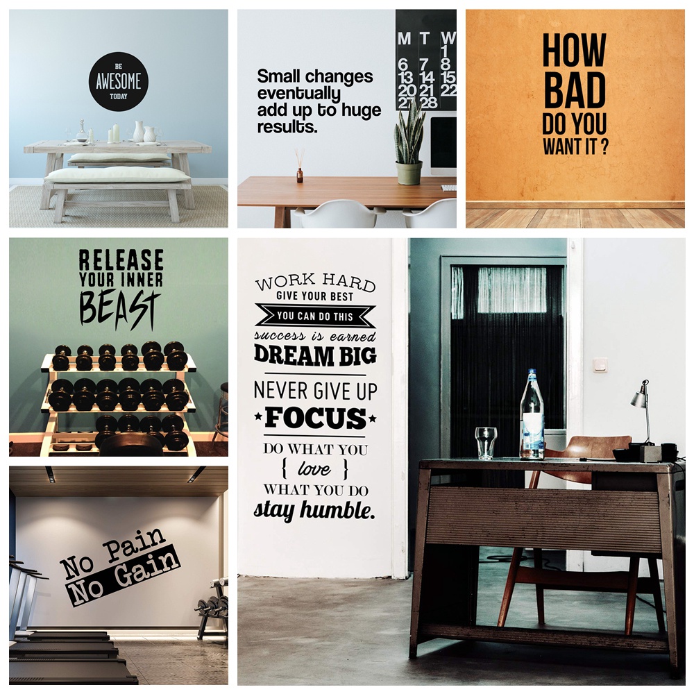Colorful Motivational Phrases Wall Sticker Pvc Wall Art Stickers ...