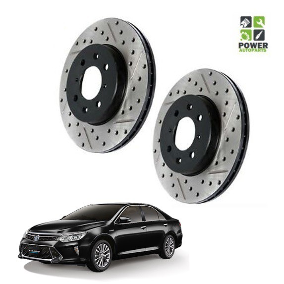 Toyota Camry ACV50 Front Disc Rotor Set ( DRILLED & SLOTTED / STANDARD