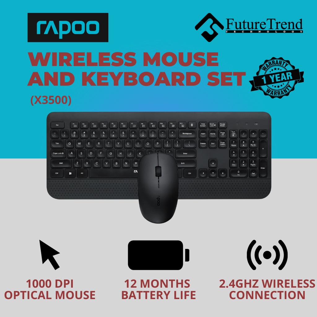 Rapoo X3500 Wireless Mouse and Keyboard Set Shopee Malaysia