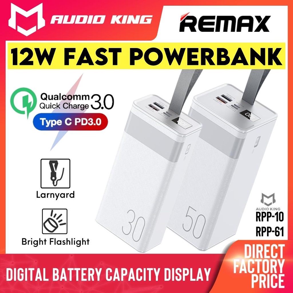 REMAX Powerbank 30000mAh Powerbank Fast Charging Powerbank 50000mAh ...