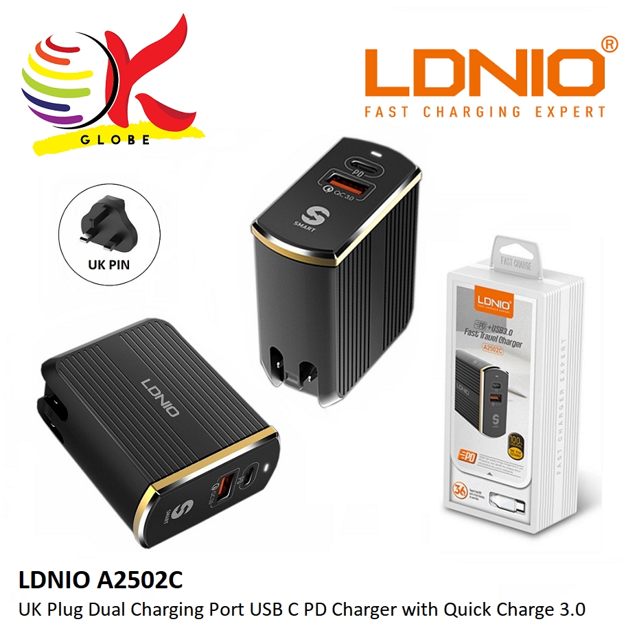 LDNIO A2502C QUICK CHARGE QUALCOMM 3.0 + PD PROTOCAL 2IN1 DUAL FAST ...