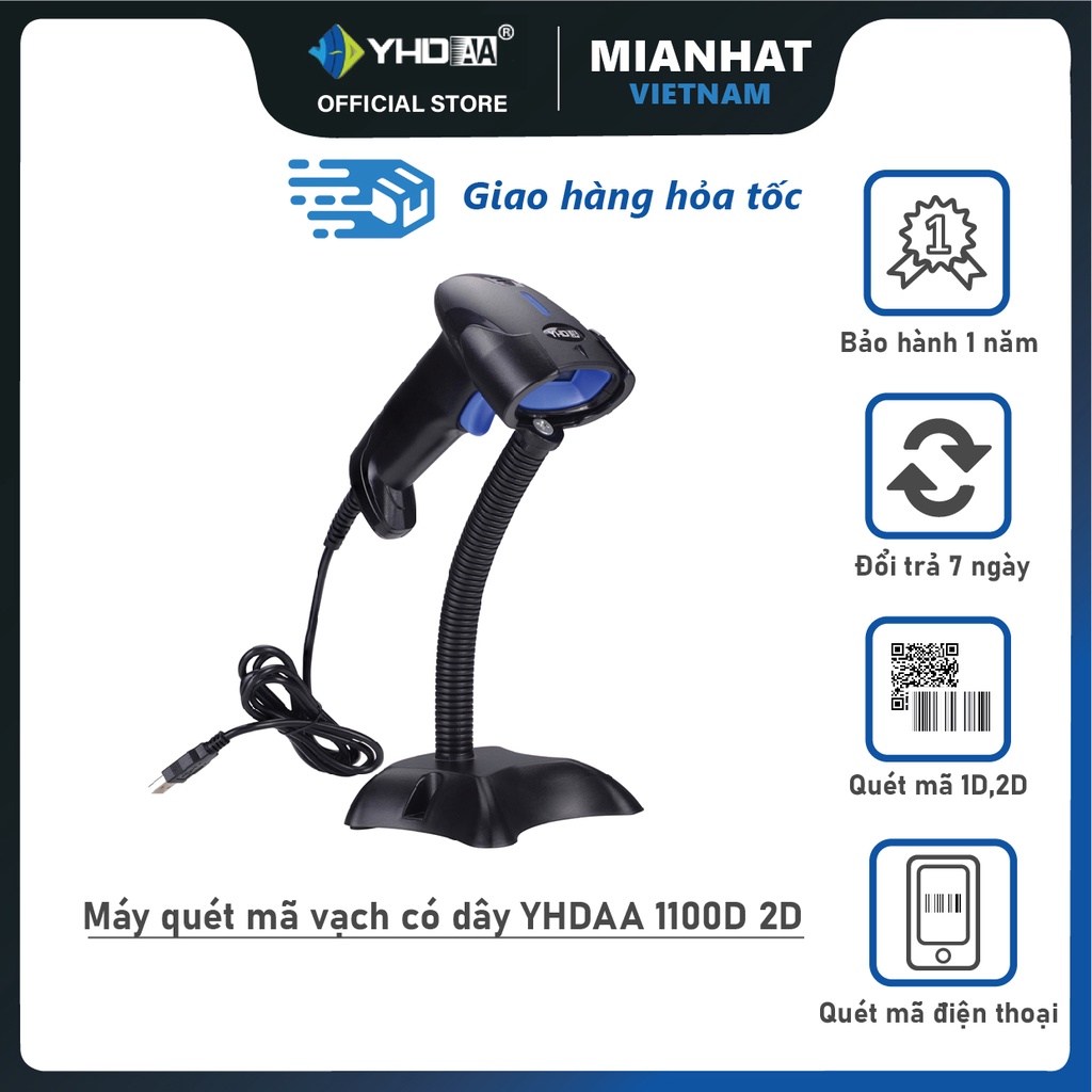 Yhd 1100D 2D wired handheld Barcode reader Barcode 1D Qrcode 2D Barcode ...