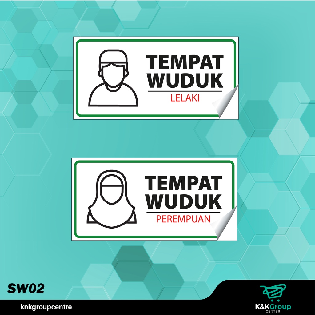 Sticker Stiker Tempat Wuduk Wudhu Lelaki Perempuan Tempat Ambil Air