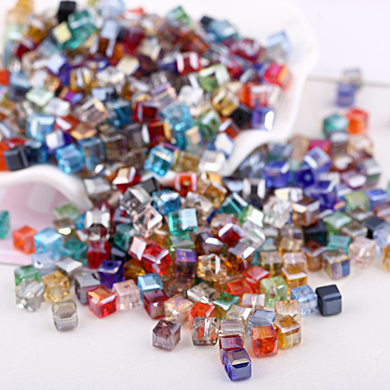 [crystal Beads Series] 6mm Crystal Square Beads Glass Diy Jewelry 