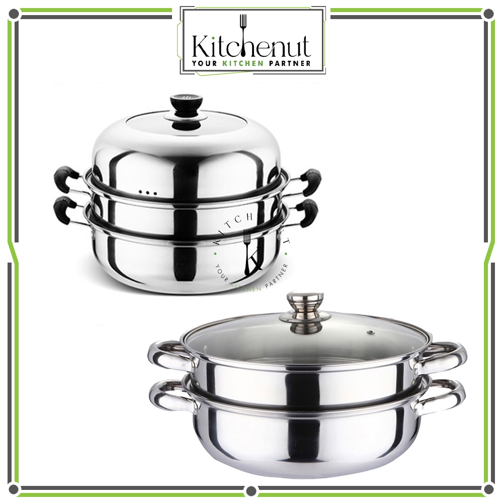 LAOTESI 2-Tier Stainless Steel Steamer Pot With Glass Lid - Stackable Food Steamer For Healthy Cooking - View #6