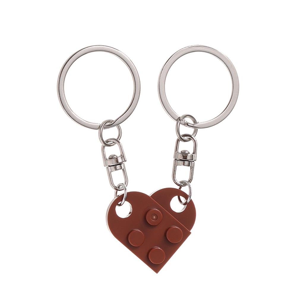 2Pcs Cute Separable Love Heart Building Block Keychains Couples ...