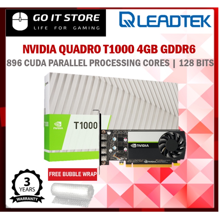 Leadtek Nvidia Quadro T1000 4GB GDDR6 128Bit Graphics Card | Shopee ...
