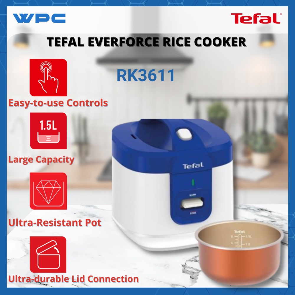 Tefal RK3611 EVERFORCE Rice Cooker 1.5 Liter Non Stick Inner Pot (8