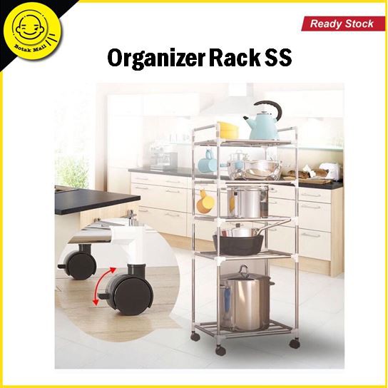[MALAYSIA READY STOCK]Kitchen Organizer Rack SS Storage Rack Pan Pot ...