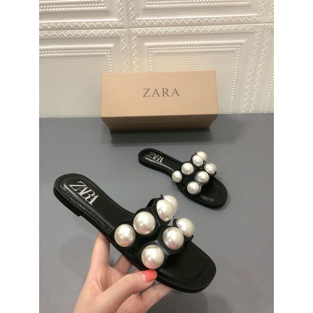 Zara pearl slides hot sale