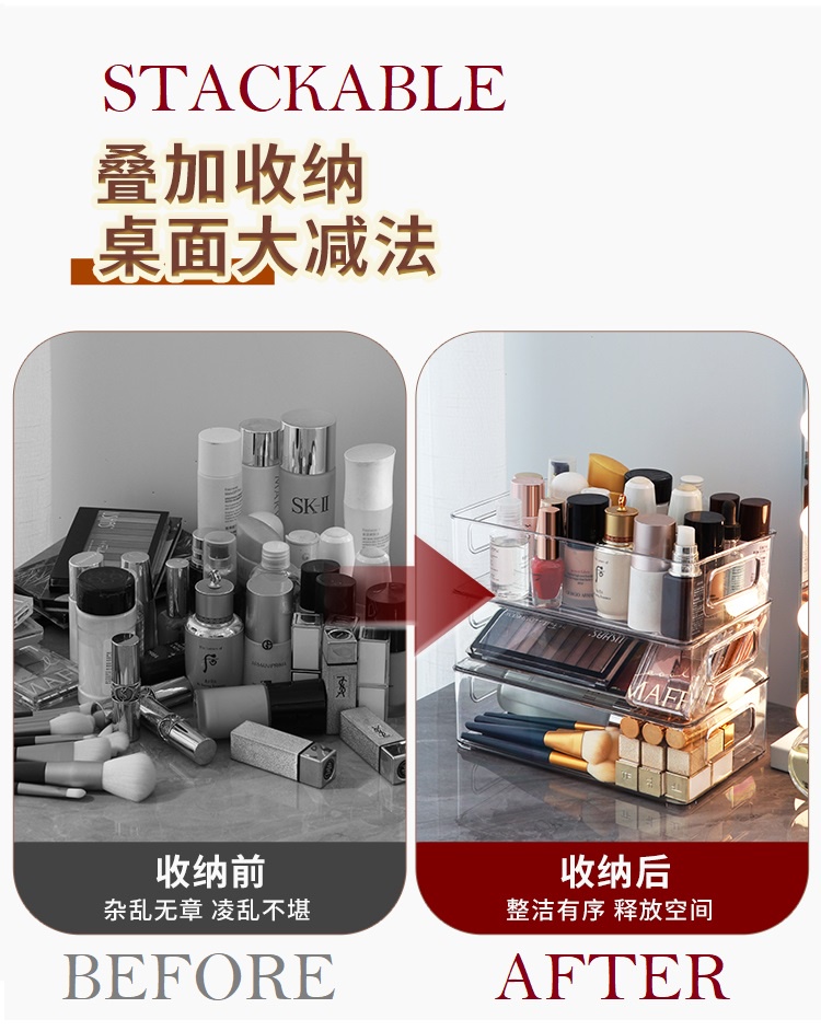 Storage Box Organizer Transparent Mask Stackable Makeup Hairclip ...