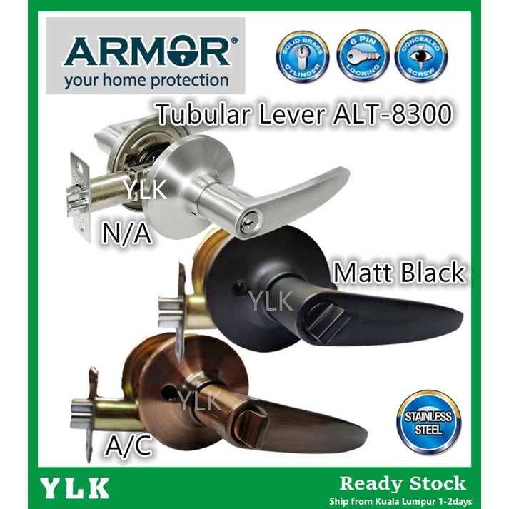 YLK ARMOR TUBULAR LEVER LOCK ATL8300 SS Door lock set Lock Pintu NA