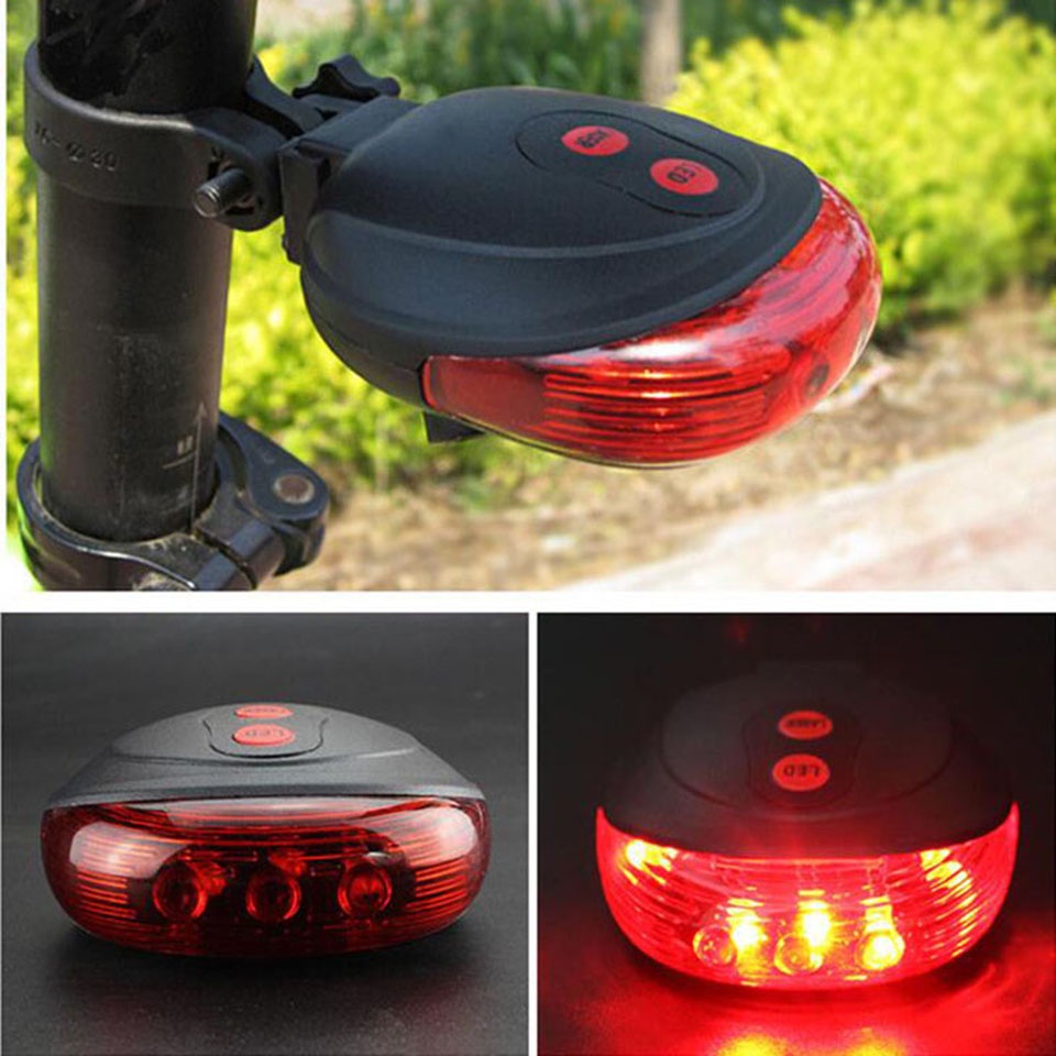 2 Laser +5 LED Rear Cycling Bicycle Bike Tail Safety Warning Flashing ...