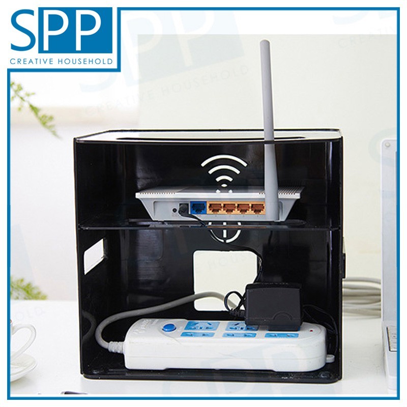 Creative 2 in 1 Router + Cable Organizer Box BLACK COLOR | Shopee Malaysia