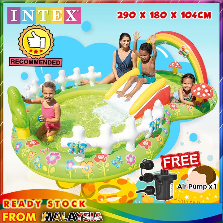 INTEX Play Garden Center - Piscina Gonfiabile Per Bambini Con Scivolo, 290x180x104 Cm, Per 2+ Anni
