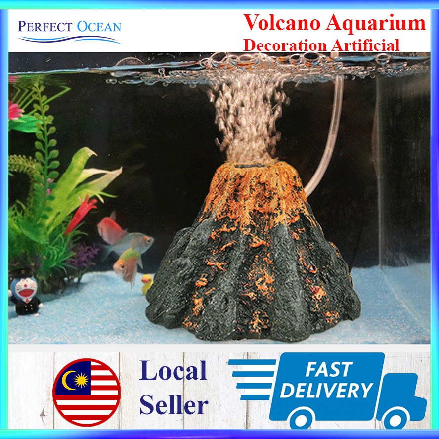 Volcano Aquarium Decoration Small Large Ornament READY STOCK Perfect Ocean