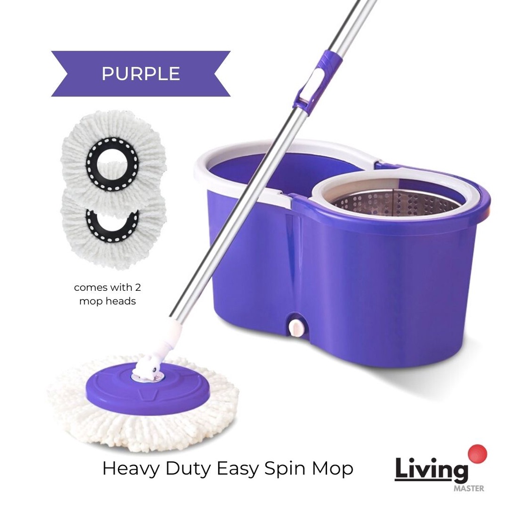 Spin Mop with Stainless Steel Basket & Wheels Multiple Color Choice