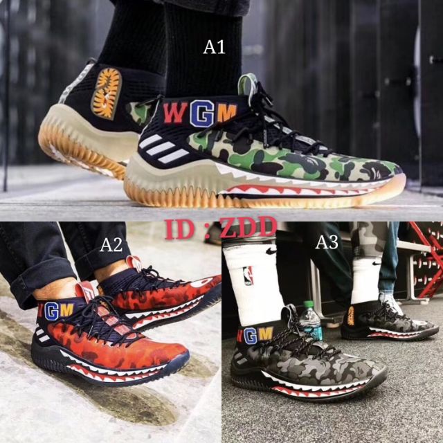 ☈☂✲Ready Stock Real photos‼️Bape × Adidas Dame 4 Bape united shark men  shoes | Shopee Malaysia
