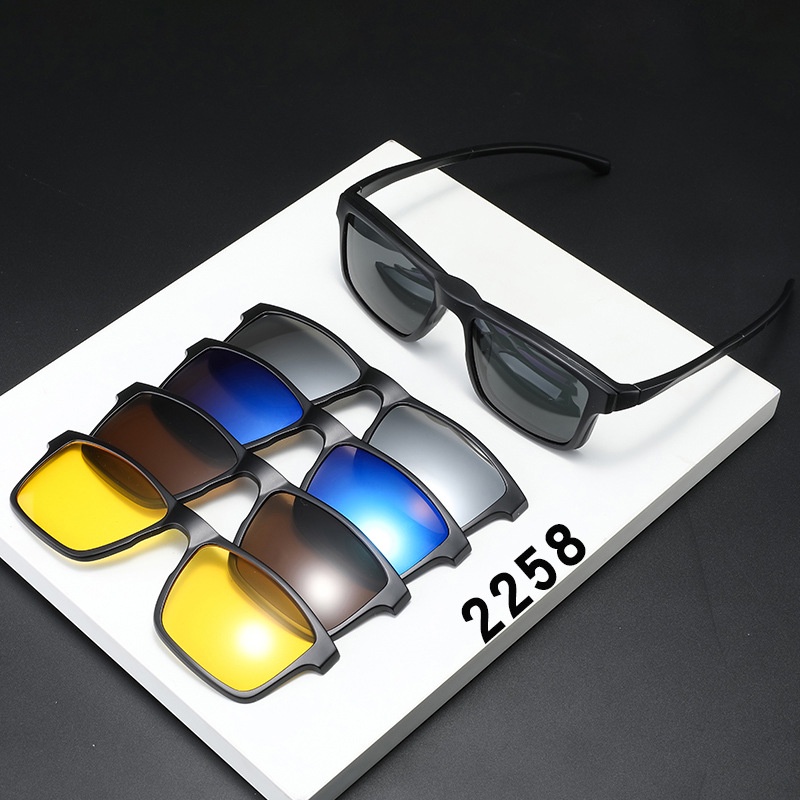 New style 6 in 1 Clip Unisex Sunglasses male and female TR